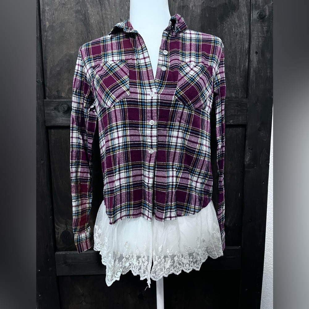 Altar'd State Red & Lace Flannel